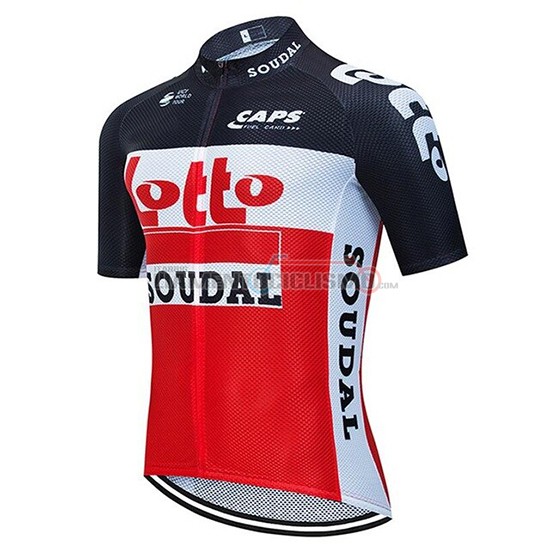 Abbigliamento Ciclismo Lotto Soudal Manica Corta 2020 Nero Rosso Bianco